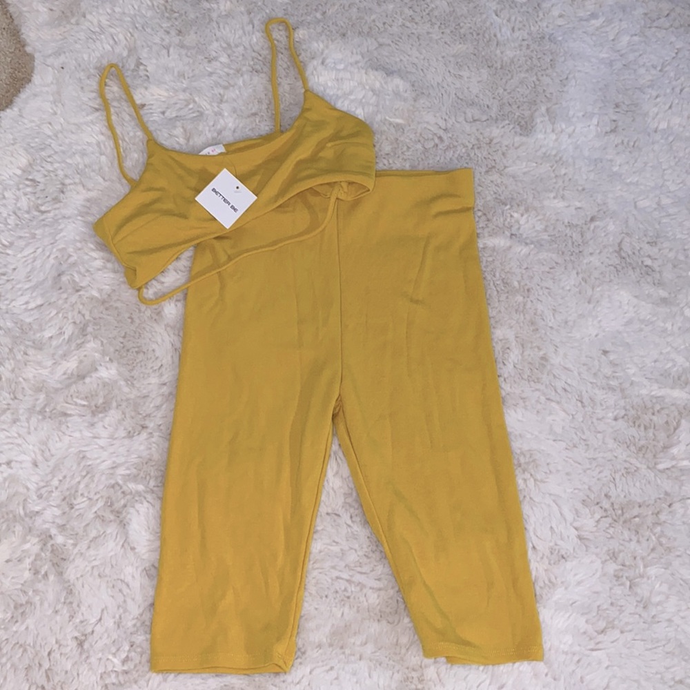 Cute 2 Piece Yellow Biker Set